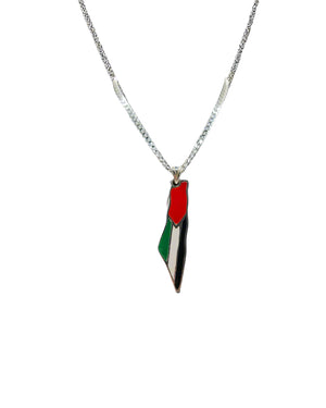 palestine flag Necklace – Colored Silver Pendant | Arabian Vibes