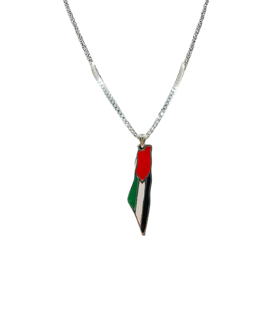 palestine flag Necklace – Colored Silver Pendant | Arabian Vibes