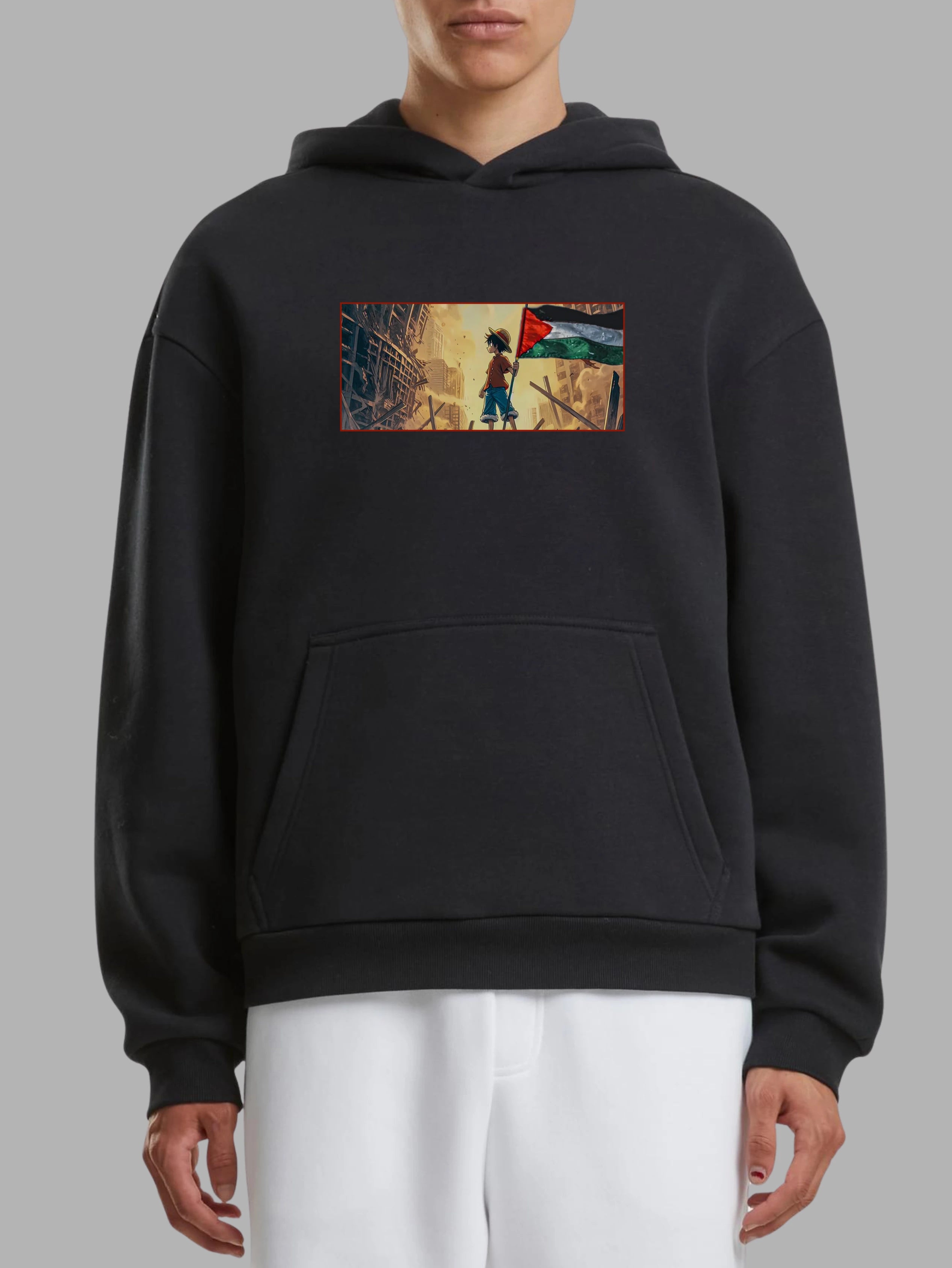 Lofy Carries Palestine Flag Anime Hoodie