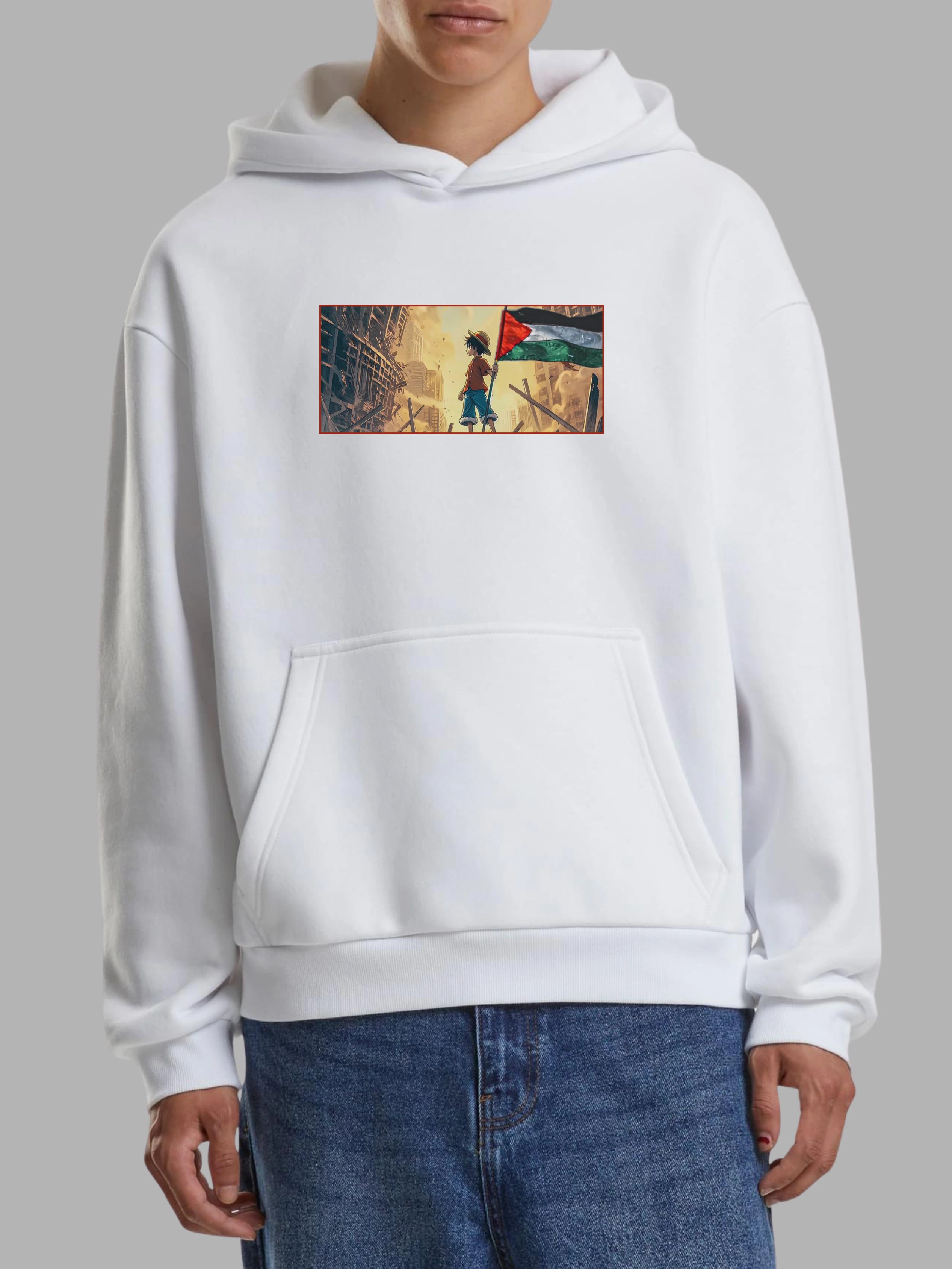 Lofy Carries Palestine Flag Anime Hoodie