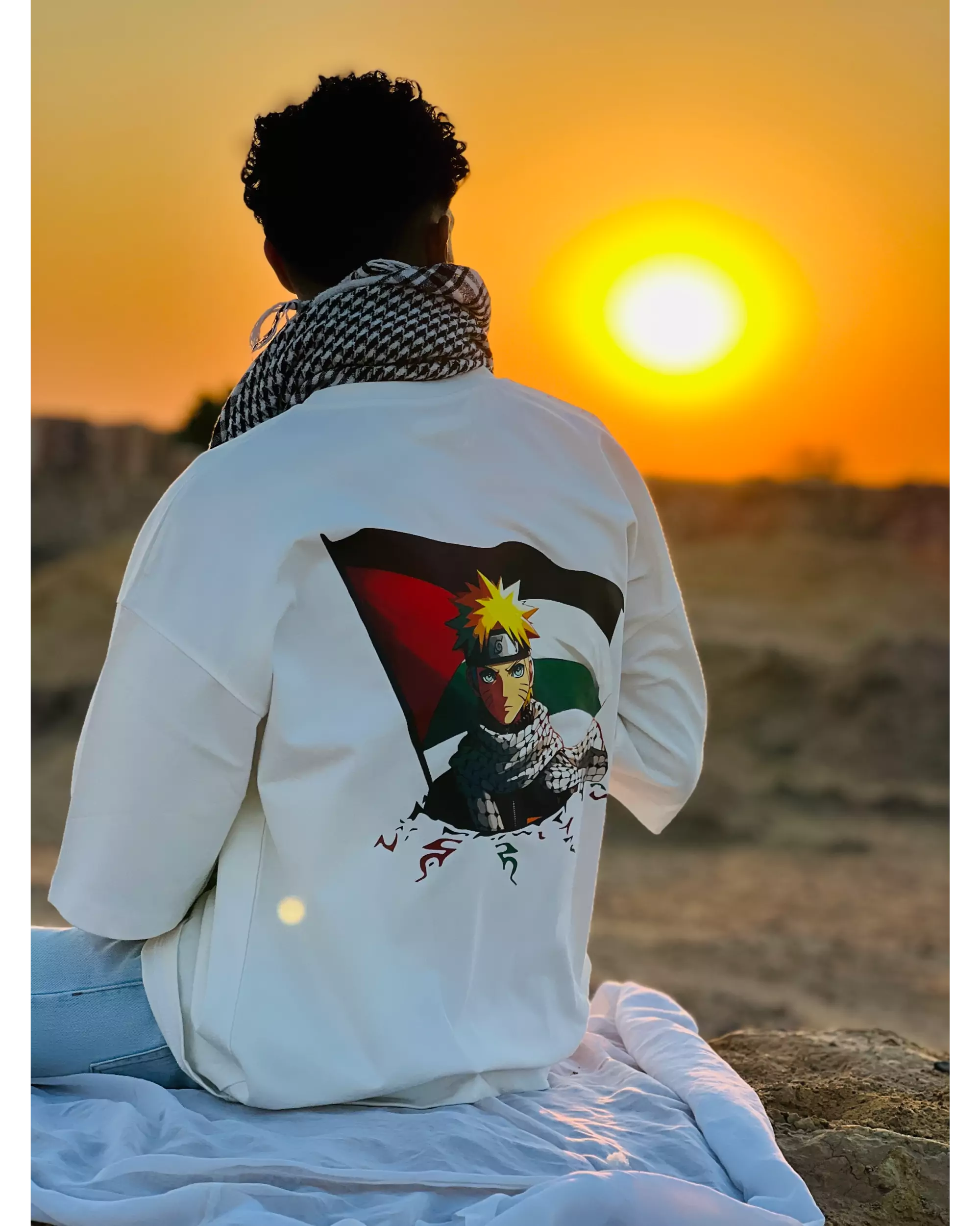 Anime T-Shirt Oversize – Naruto Palestine Tee | Arabian Vibes