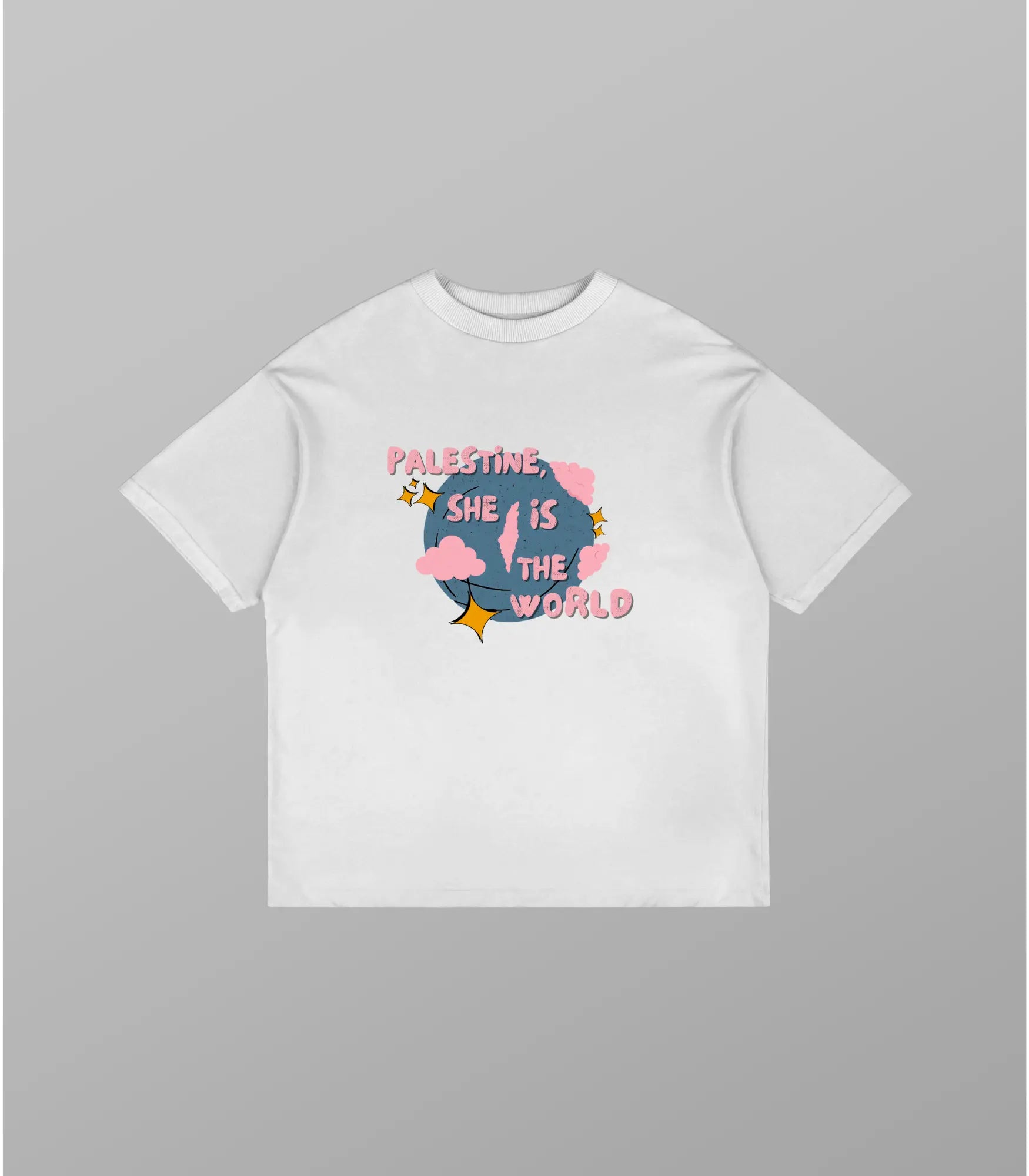 Women T-Shirt – She is the World Oversized by Arabian Vibes