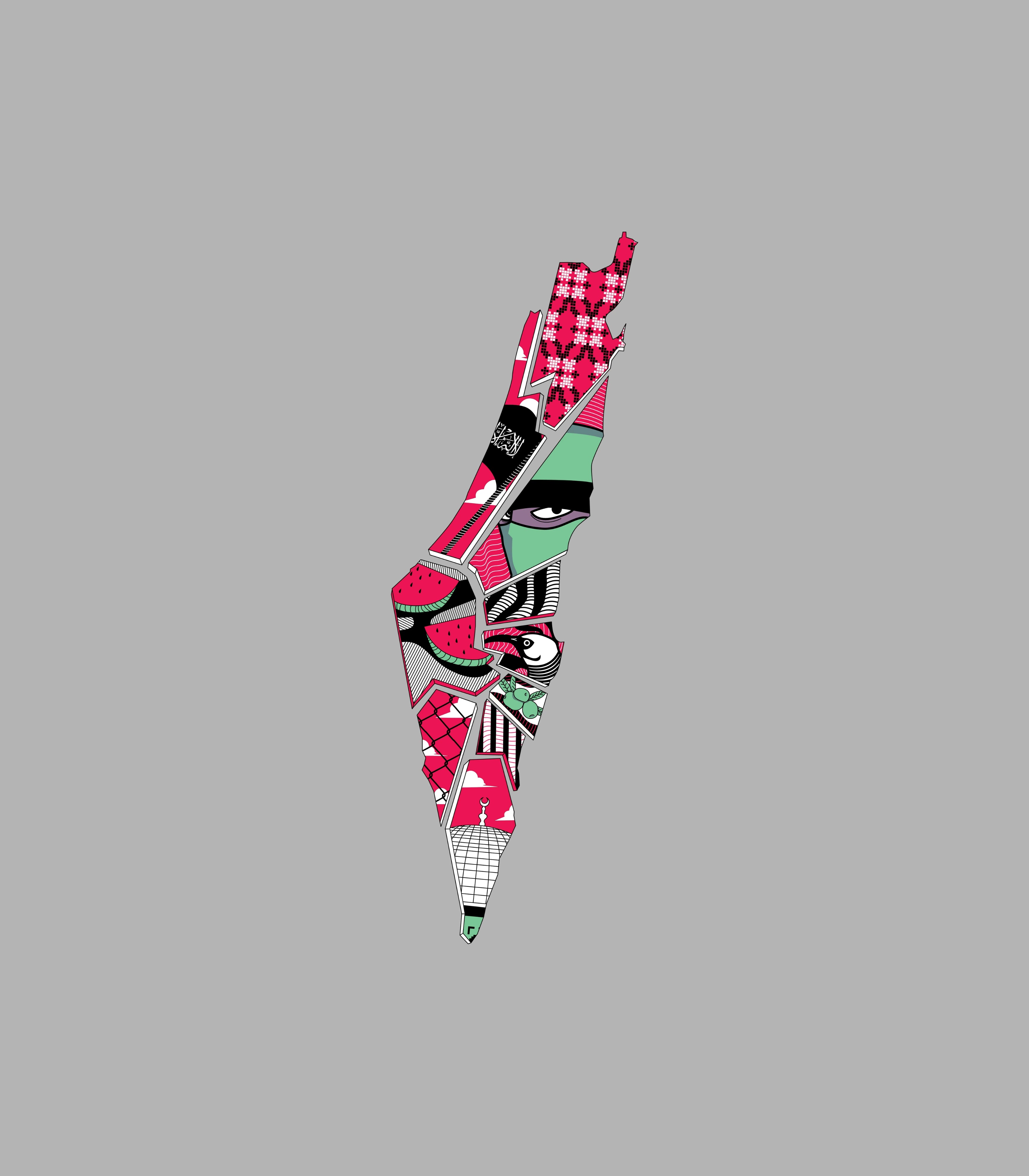 Vibrant Palestine Map Sticker
