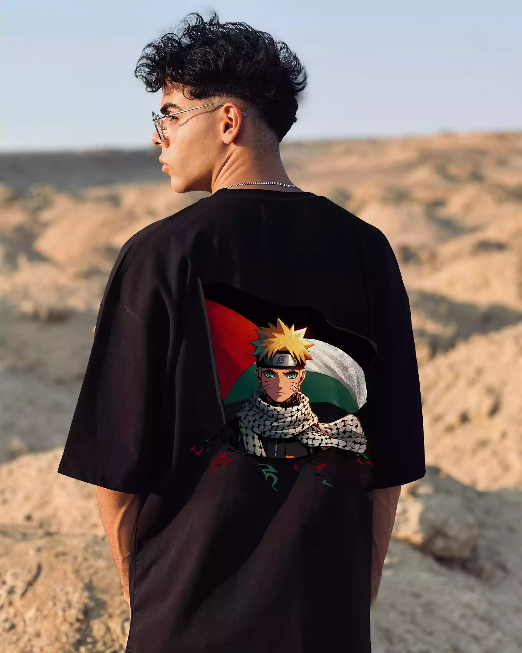 Anime T-Shirt Oversize – Naruto Palestine Tee | Arabian Vibes