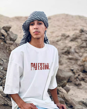 White Tee T-Shirt – Palestine Resilience Oversized