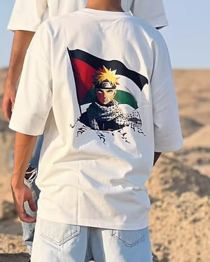 Anime T-Shirt Oversize – Naruto Palestine Tee | Arabian Vibes