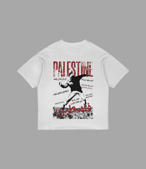 White Tee T-Shirt – Palestine Resilience Oversized