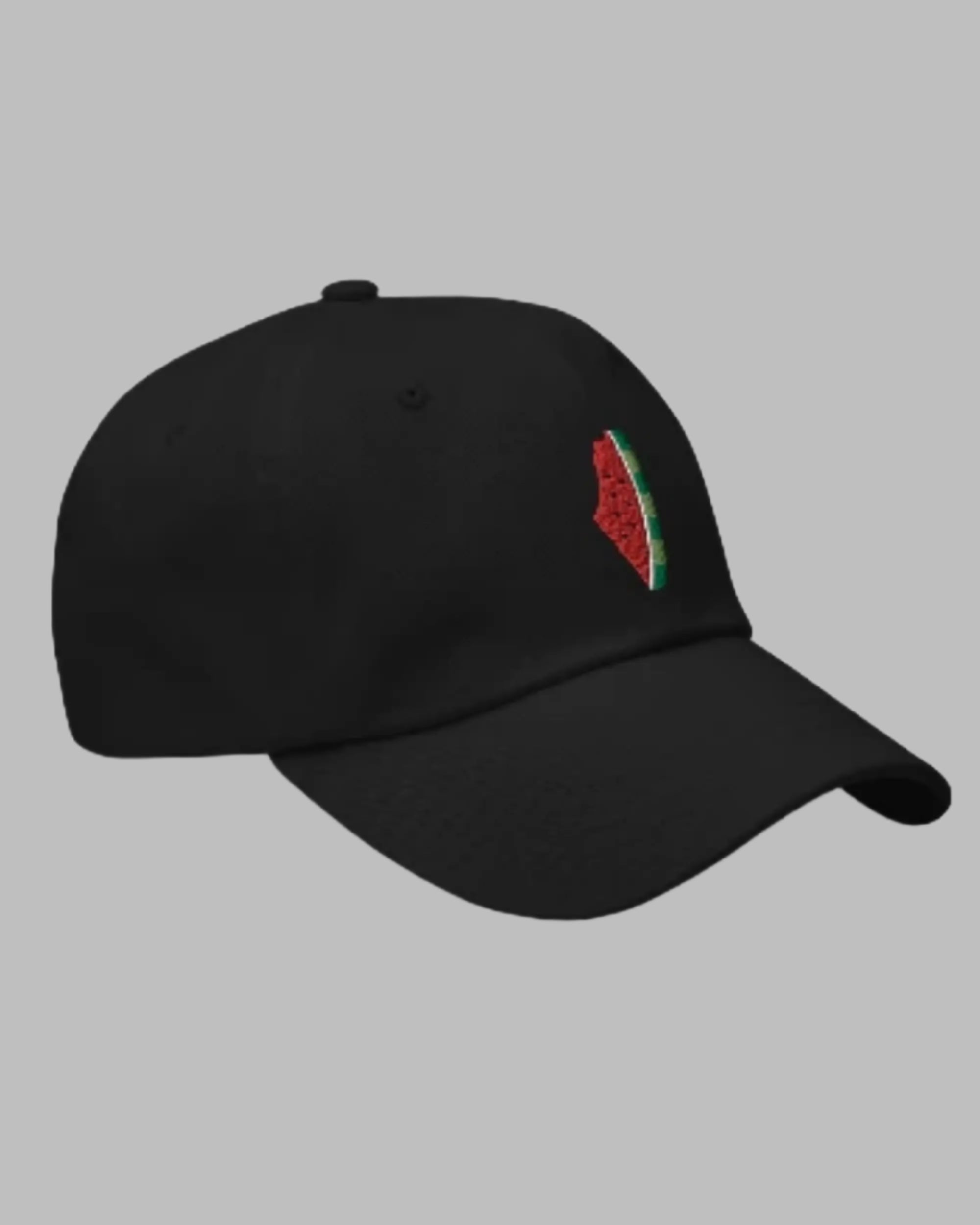 Palestine Watermelon Cap – Black Map Graphic | Arabian Vibes